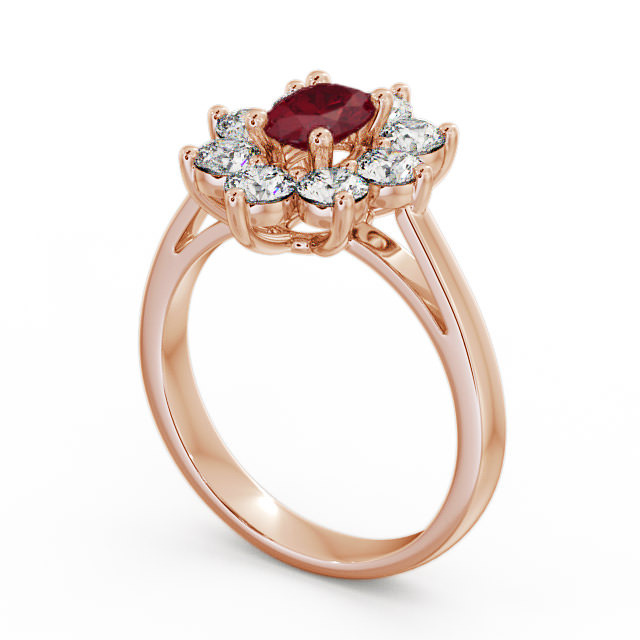 Cluster Ruby and Diamond 1.80ct Ring 18K Rose Gold - Carmen GEM8_RG_RU_SIDE