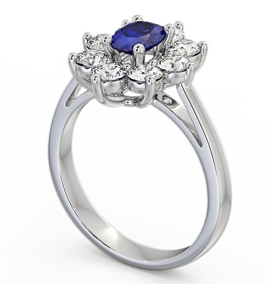 Cluster Blue Sapphire and Diamond 1.80ct Ring 9K White Gold GEM8_WG_BS_THUMB1