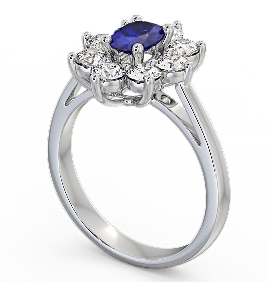 Cluster Blue Sapphire and Diamond 1.80ct Ring 18K White Gold GEM8_WG_BS_THUMB1