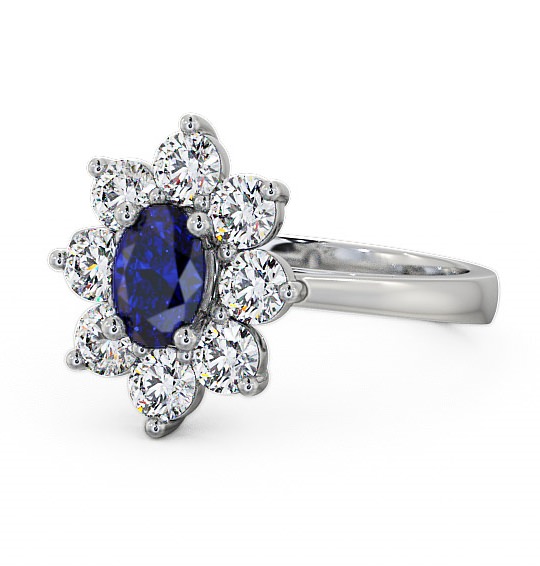  Cluster Blue Sapphire and Diamond 1.80ct Ring 9K White Gold - Carmen GEM8_WG_BS_THUMB2 