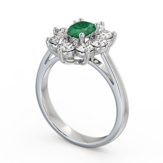 Cluster Emerald and Diamond 1.72ct Ring 18K White Gold - Carmen GEM8_WG_EM_SIDE