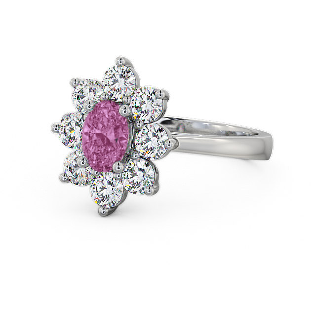 Cluster Pink Sapphire and Diamond 1.80ct Ring 18K White Gold - Carmen GEM8_WG_PS_FLAT
