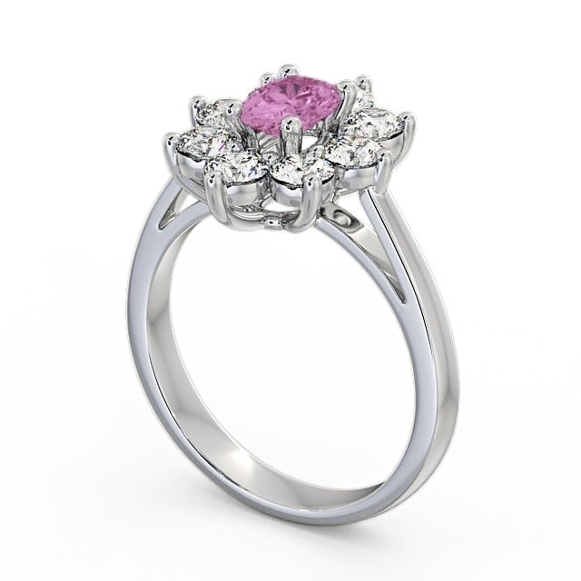 Cluster Pink Sapphire and Diamond 1.80ct Ring 18K White Gold - Carmen GEM8_WG_PS_SIDE