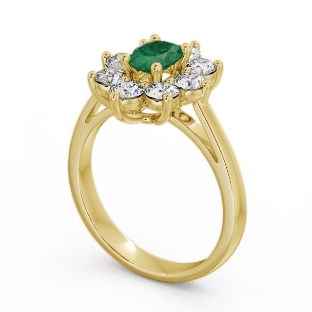 Cluster Emerald and Diamond 1.72ct Ring 18K Yellow Gold - Carmen GEM8_YG_EM_SIDE