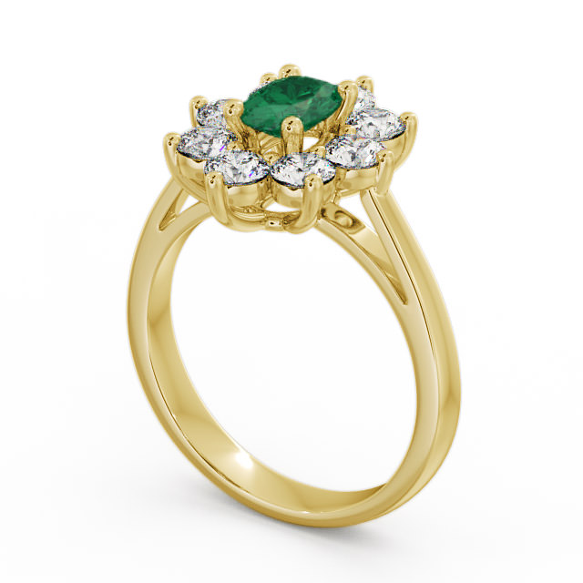 Cluster Emerald and Diamond 1.72ct Ring 9K Yellow Gold - Carmen GEM8_YG_EM_SIDE