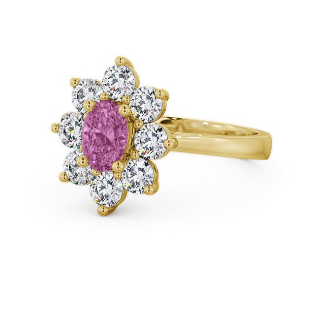 Cluster Pink Sapphire and Diamond 1.80ct Ring 18K Yellow Gold - Carmen GEM8_YG_PS_FLAT