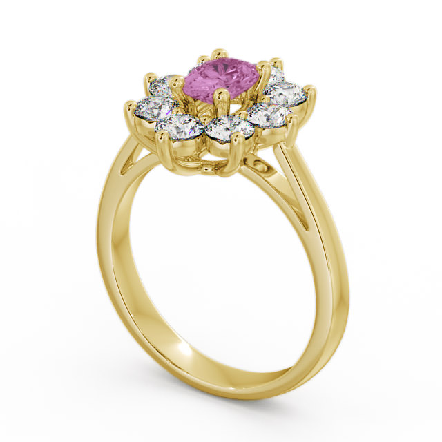 Cluster Pink Sapphire and Diamond 1.80ct Ring 9K Yellow Gold - Carmen