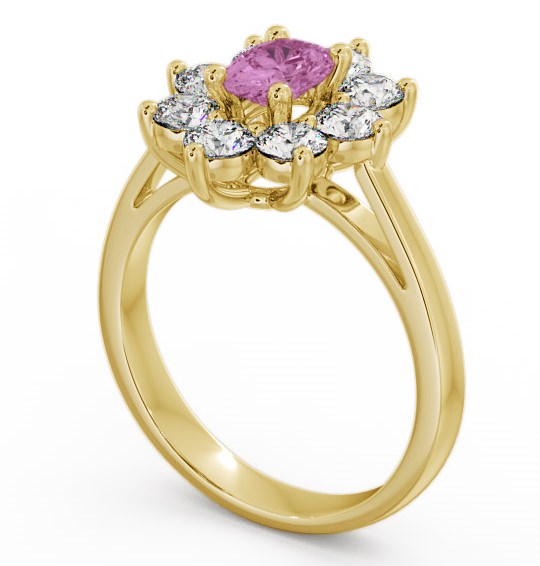  Cluster Pink Sapphire and Diamond 1.80ct Ring 9K Yellow Gold - Carmen GEM8_YG_PS_THUMB1 
