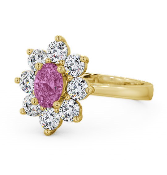  Cluster Pink Sapphire and Diamond 1.80ct Ring 18K Yellow Gold - Carmen GEM8_YG_PS_THUMB2 