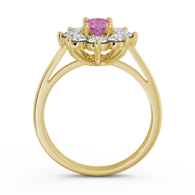 Cluster Pink Sapphire and Diamond 1.80ct Ring 18K Yellow Gold - Carmen GEM8_YG_PS_UP