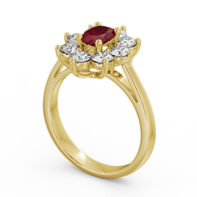 Cluster Ruby and Diamond 1.80ct Ring 18K Yellow Gold - Carmen