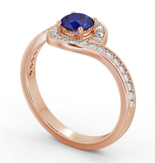 Halo Blue Sapphire and Diamond 0.95ct Ring 9K Rose Gold GEM90_RG_BS_THUMB1