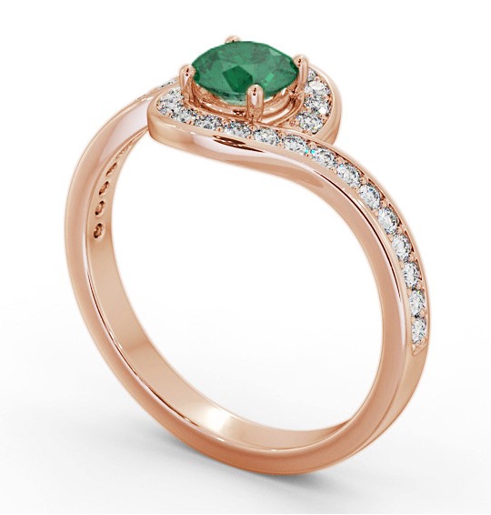 Halo Emerald and Diamond 0.80ct Ring 18K Rose Gold GEM90_RG_EM_THUMB1 