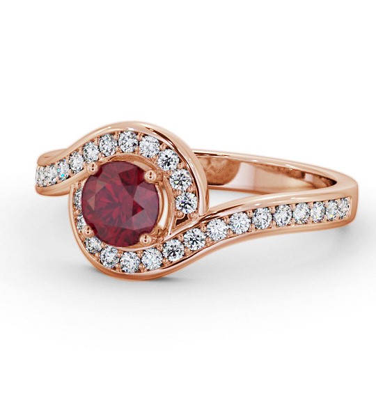 Everley Halo Ring Gemstone and Diamond 0.95ct Sweeping Band GEM90_RG_RU_THUMB2 