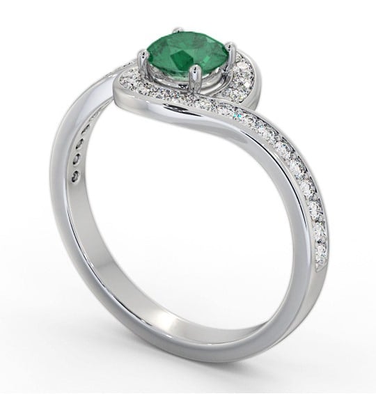 Halo Emerald and Diamond 0.80ct Ring 18K White Gold GEM90_WG_EM_THUMB1