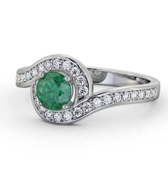  Halo Emerald and Diamond 0.80ct Ring 18K White Gold - Everley GEM90_WG_EM_THUMB2 