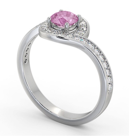 Halo Pink Sapphire and Diamond 0.95ct Ring 9K White Gold GEM90_WG_PS_THUMB1