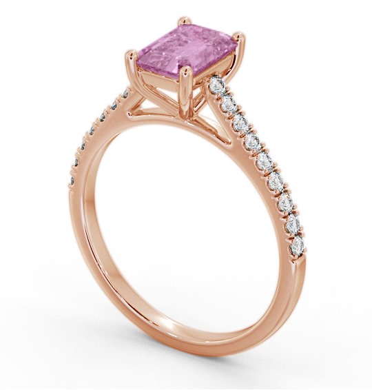 Solitaire 1.35ct Pink Sapphire and Diamond 9K Rose Gold Ring with Channel Set Side Stones GEM91_RG_PS_THUMB1