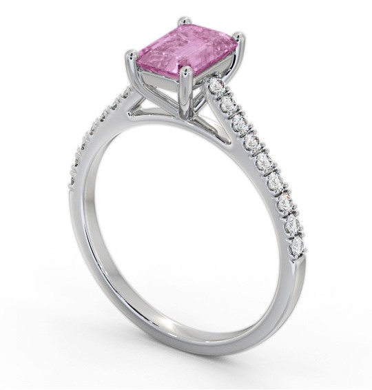  Solitaire Pink Sapphire and Diamond 18K White Gold Ring With Side Stones- Daniella GEM91_WG_PS_THUMB1 