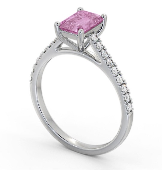 Solitaire 1.35ct Pink Sapphire and Diamond 18K White Gold Ring with Channel Set Side Stones GEM91_WG_PS_THUMB1