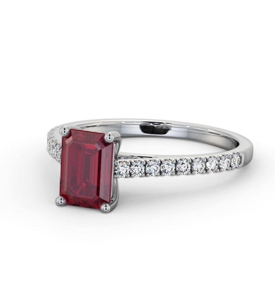Solitaire 1.35ct Ruby and Diamond Palladium Ring with Channel Set Side Stones GEM91_WG_RU_THUMB2 