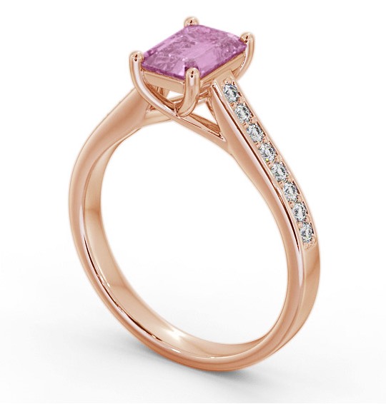 Solitaire 1.35ct Pink Sapphire and Diamond 18K Rose Gold Ring with Channel Set Side Stones GEM92_RG_PS_THUMB1