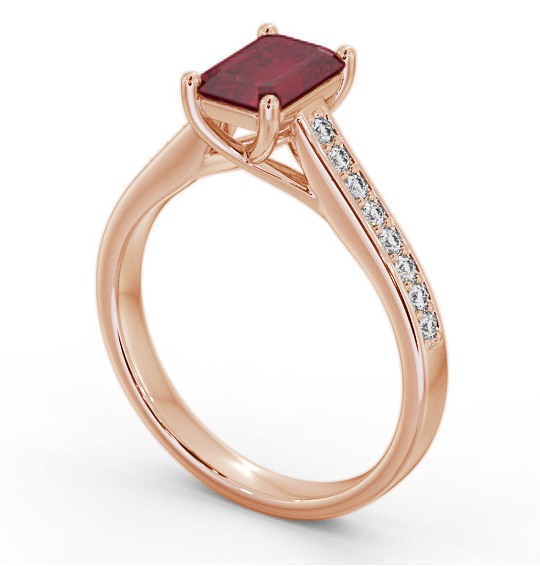 Solitaire 1.35ct Ruby and Diamond 9K Rose Gold Ring with Channel Set Side Stones GEM92_RG_RU_THUMB1