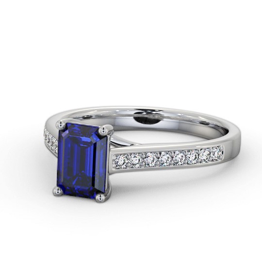 Solitaire 1.35ct Blue Sapphire and Diamond Palladium Ring with Channel Set Side Stones GEM92_WG_BS_THUMB2 