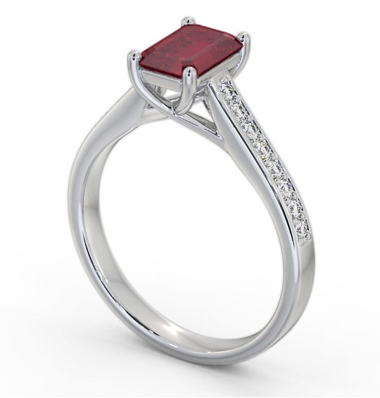 Solitaire 1.35ct Ruby and Diamond 18K White Gold Ring with Channel Set Side Stones GEM92_WG_RU_THUMB1