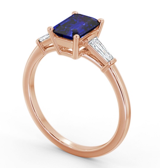 Shoulder Stone Blue Sapphire and Diamond 1.45ct Ring 9K Rose Gold GEM93_RG_BS_THUMB1