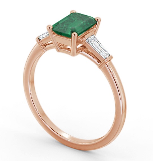 Shoulder Stone Emerald and Diamond 1.20ct Ring 9K Rose Gold GEM93_RG_EM_THUMB1 