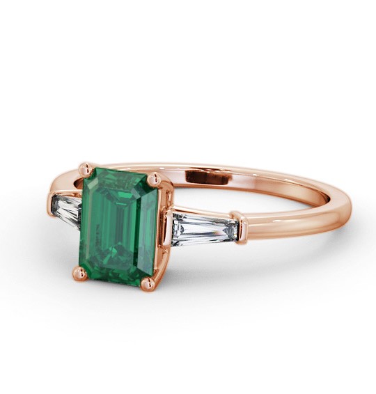 Shoulder Stone Emerald and Diamond 1.20ct Ring 18K Rose Gold GEM93_RG_EM_THUMB2 