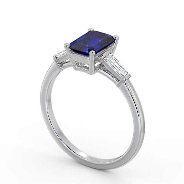 Shoulder Stone Blue Sapphire and Diamond 1.45ct Ring 9K White Gold - Chandler GEM93_WG_BS_SIDE