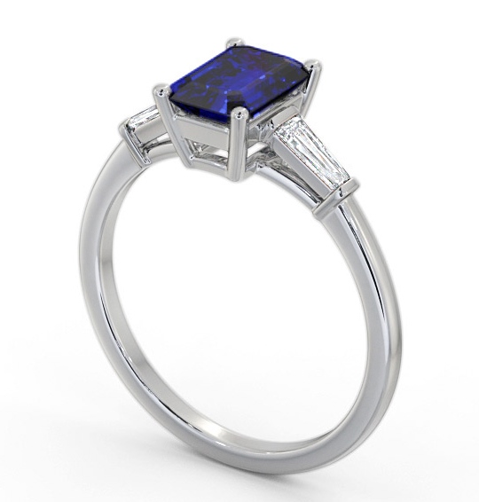  Shoulder Stone Blue Sapphire and Diamond 1.45ct Ring 18K White Gold - Chandler GEM93_WG_BS_THUMB1 