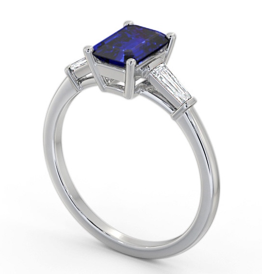 Shoulder Stone Blue Sapphire and Diamond 1.45ct Ring 18K White Gold GEM93_WG_BS_THUMB1