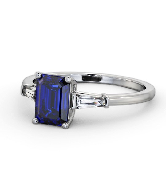  Shoulder Stone Blue Sapphire and Diamond 1.45ct Ring 18K White Gold - Chandler GEM93_WG_BS_THUMB2 