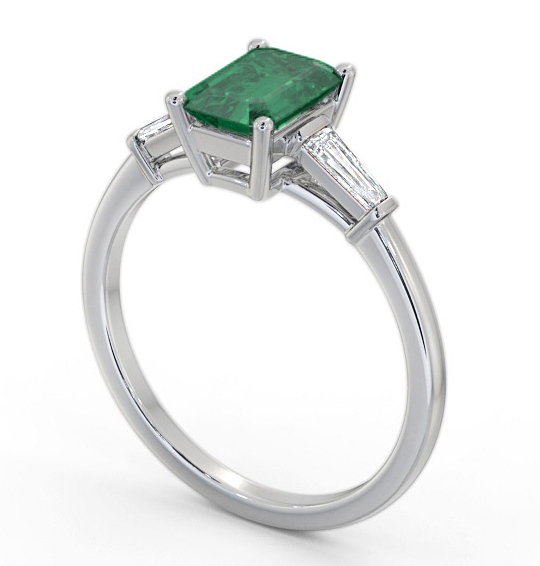  Shoulder Stone Emerald and Diamond 1.20ct Ring 18K White Gold - Chandler GEM93_WG_EM_THUMB1 