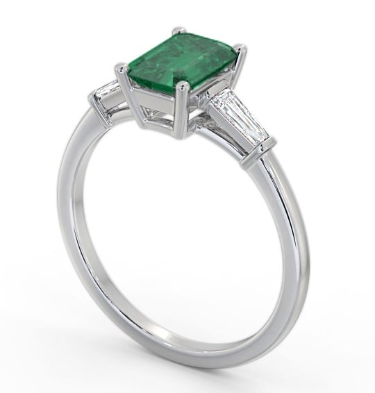 Shoulder Stone Emerald and Diamond 1.20ct Ring 18K White Gold GEM93_WG_EM_THUMB1