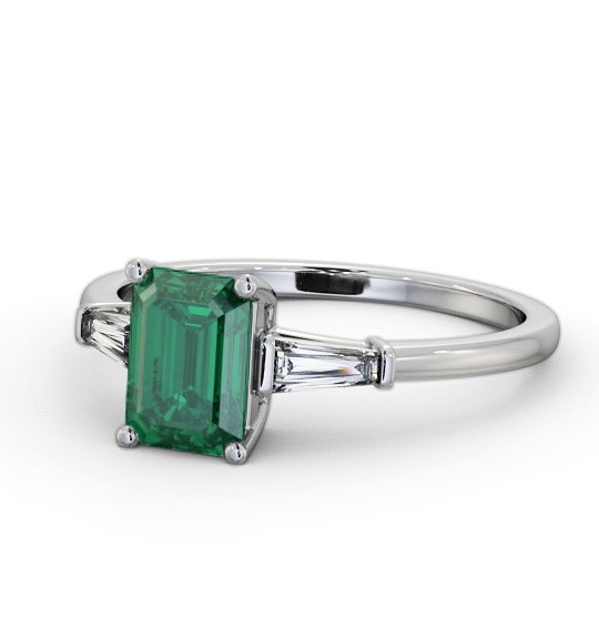  Shoulder Stone Emerald and Diamond 1.20ct Ring 18K White Gold - Chandler GEM93_WG_EM_THUMB2 