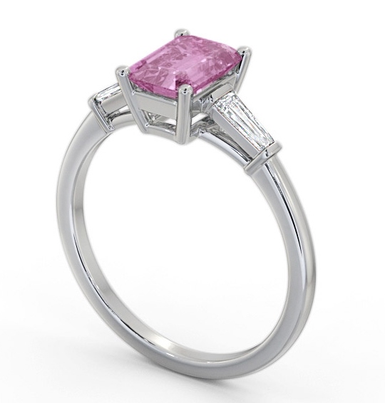  Shoulder Stone Pink Sapphire and Diamond 1.45ct Ring 18K White Gold - Chandler GEM93_WG_PS_THUMB1 