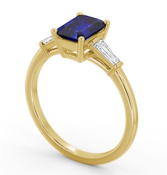 Shoulder Stone Blue Sapphire and Diamond 1.45ct Ring 9K Yellow Gold GEM93_YG_BS_THUMB1