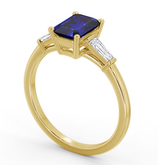 Shoulder Stone Blue Sapphire and Diamond 1.45ct Ring 18K Yellow Gold GEM93_YG_BS_THUMB1 