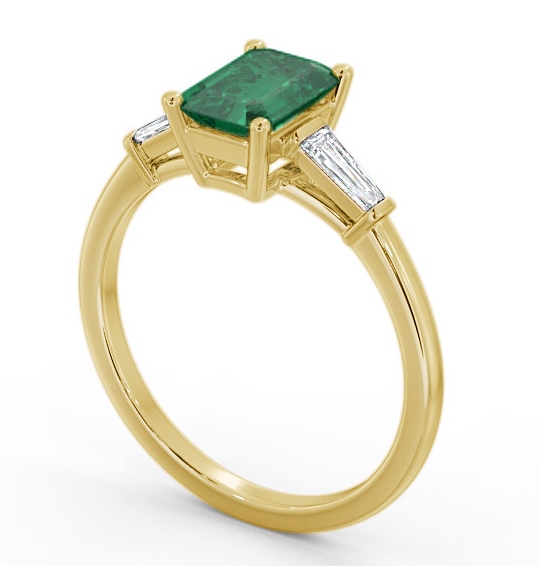 Shoulder Stone Emerald and Diamond 1.20ct Ring 18K Yellow Gold GEM93_YG_EM_THUMB1