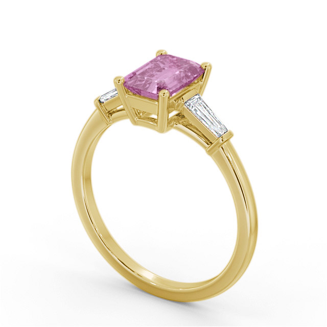 Shoulder Stone Pink Sapphire and Diamond 1.45ct Ring 9K Yellow Gold - Chandler GEM93_YG_PS_SIDE