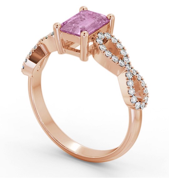 Solitaire 1.35ct Pink Sapphire and Diamond 18K Rose Gold Ring with Channel Set Side Stones GEM94_RG_PS_THUMB1