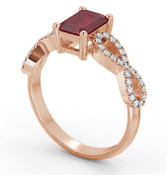 Solitaire 1.35ct Ruby and Diamond 9K Rose Gold Ring with Channel Set Side Stones GEM94_RG_RU_THUMB1
