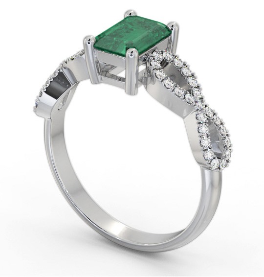 Solitaire 1.35ct Emerald and Diamond Palladium Ring with Channel Set Side Stones GEM94_WG_EM_THUMB1