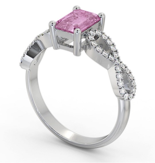 Solitaire 1.35ct Pink Sapphire and Diamond 18K White Gold Ring with Channel Set Side Stones GEM94_WG_PS_THUMB1 