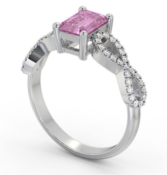 Solitaire 1.35ct Pink Sapphire and Diamond 18K White Gold Ring with Channel Set Side Stones GEM94_WG_PS_THUMB1