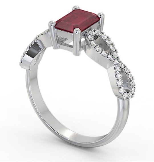 Solitaire 1.35ct Ruby and Diamond Palladium Ring with Channel Set Side Stones GEM94_WG_RU_THUMB1